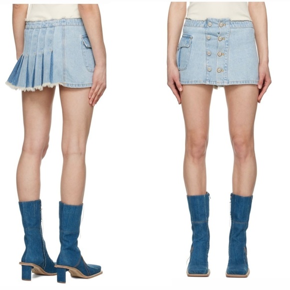 andersson bell Dresses & Skirts - NWT Andersson Bell Skirt Size 26 XS-Small Blue Apron Pleated Denim Mini Skirt